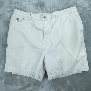 Mens Khaki Chino Shorts Beige Elastic Back Waist Cotton Blend Size 42